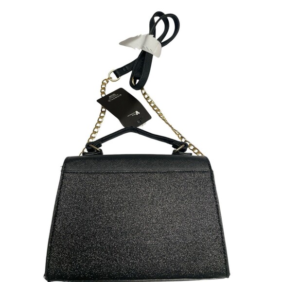 Disney Minnie Mouse Sparkling Bow Black Crossbody Bag Handle W/ Gold Tone Chain - Picture 4 of 9